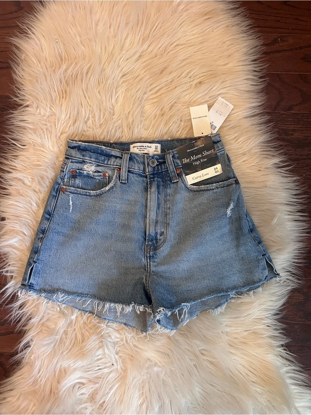 Abercrombie & Fitch Light Blue Distressed Mom Jean Shorts